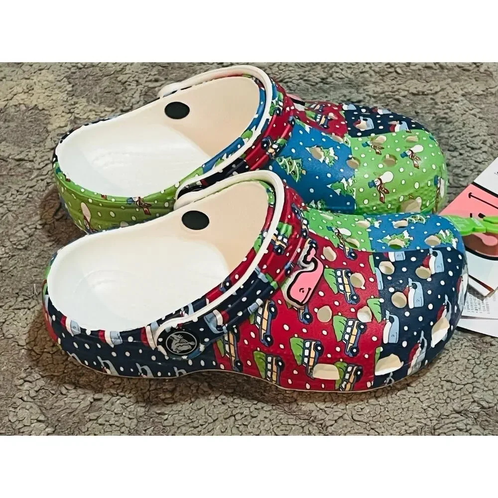NWT❤️Crocs x Vineyard vines Holiday patchworks unisex clog toddler sz13